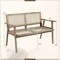 Costway Indonesia Teak Wood Garden Bench 2-Person Bench with Armrests Natural Rattan Backrest & Seat
